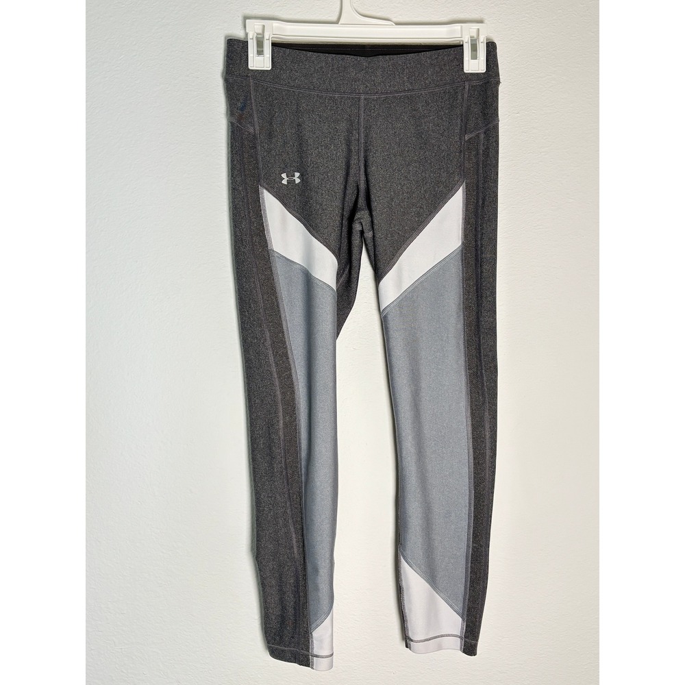 Under Armour HeatGear Compression Leggings Gray Colorblock Womens Medium MD